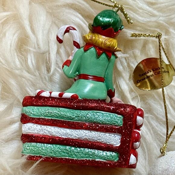 VTG Set Of 3 Danbury Mint Santa’s Kitchen Elves Christmas Ornaments Collectible - Picture 9 of 16